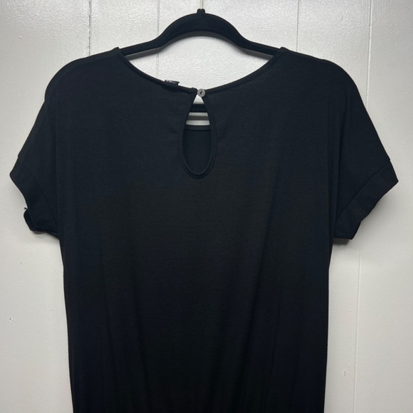 Anrabess Women's Short Sleeve Black Romper Size Large Side Pockets Stretch - Picture 7 of 13